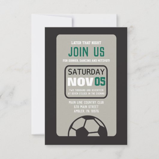 KAART SOCCER Bar Mitzvah Invitation Party (Voorkant)