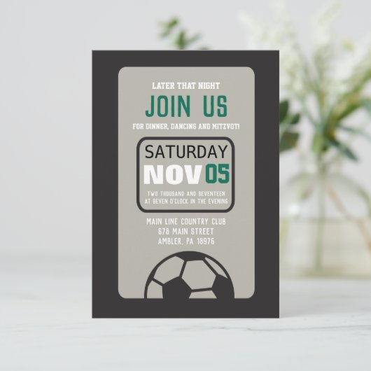 KAART SOCCER Bar Mitzvah Invitation Party (Staand voorkant)
