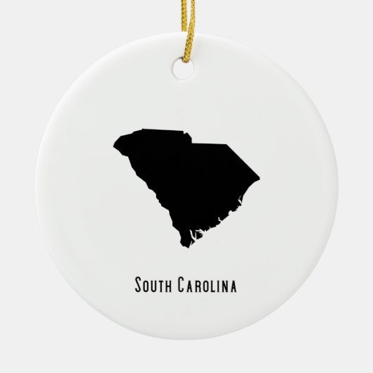kaart South Carolina - Zwarte en witte kaart Keramisch Ornament (Voorkant)