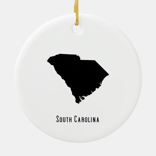 kaart South Carolina - Zwarte en witte kaart Keramisch Ornament (Achterkant)
