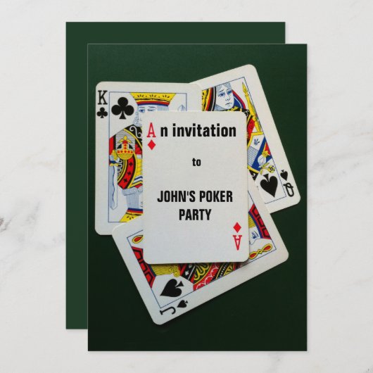 Kaart spel poker party uitnodiging (Voorkant / Achterkant)
