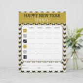 Kaart spelscore nieuwjaars Bunco-partij (Staand voorkant)