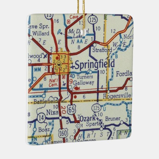  kaart Springfield MO Keramisch Ornament (Rechts)