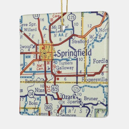  kaart Springfield MO Keramisch Ornament (Links)