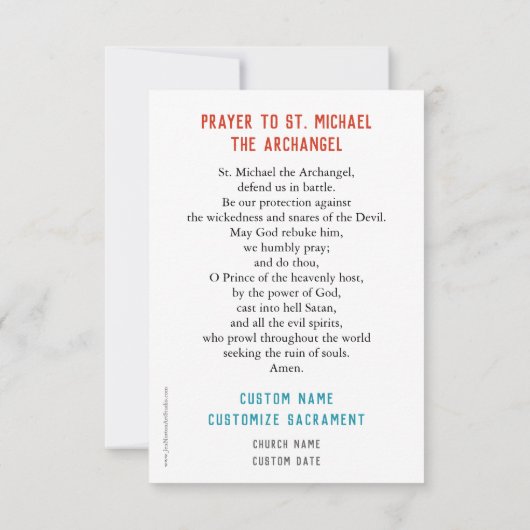  Kaart St. Michael Archangel Prayer (Achterkant)