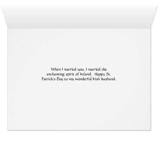Kaart St. Patrick's Day for Husband (Binenzijde Horizontaal (Onderkant))
