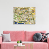 Kaart stad Quebec Canvas Afdruk (Insitu (Woonkamer))