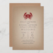 Kaart Stock Geïnspireerd Monogram Krab Bruiloft (Voorkant / Achterkant)