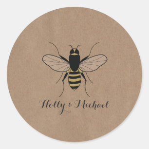 Kaart Stock Geïnspireerde Honey Bee Bruiloft Stick Ronde Sticker