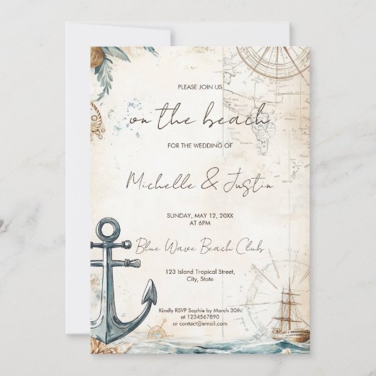  kaart Strand Tropical Island Wedding (Voorkant)