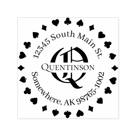 Kaart Suits, Adres met Monogram Naam Stempel (Design)