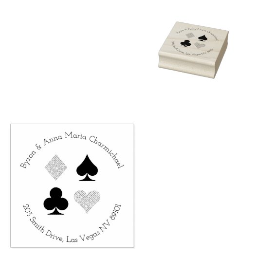 Kaart Suits Casino Aangepast adres Rubber Stamp Rubberstempel (Gestempeld)