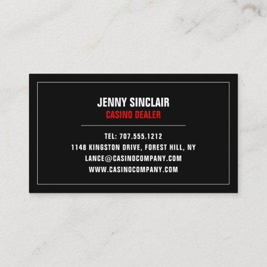 Kaart Suits, Casino, gamesector Visitekaartje (Achterkant)