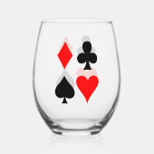 Kaart Suits Design Stemless wijnglas Wijnglas Zonder Voet (Achterkant)