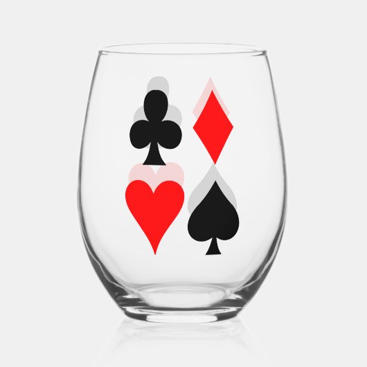 Kaart Suits Design Stemless wijnglas Zonder Voet (Voorkant)