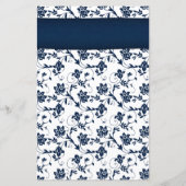 Kaart Sunflower Navy Blue White Damask Wedding Men (Achterkant)