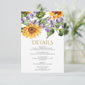Kaart Sunflower Wedding Details (Staand voorkant)