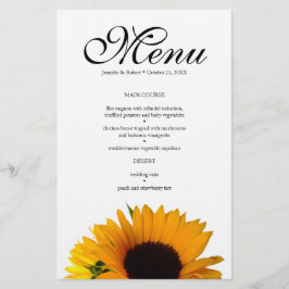Kaart Sunflower Wedding Dinner Menu