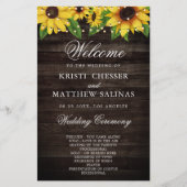 Kaart Sunflower Wood String Lights Wedding Program (Voorkant)