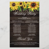 Kaart Sunflower Wood String Lights Wedding Program (Achterkant)