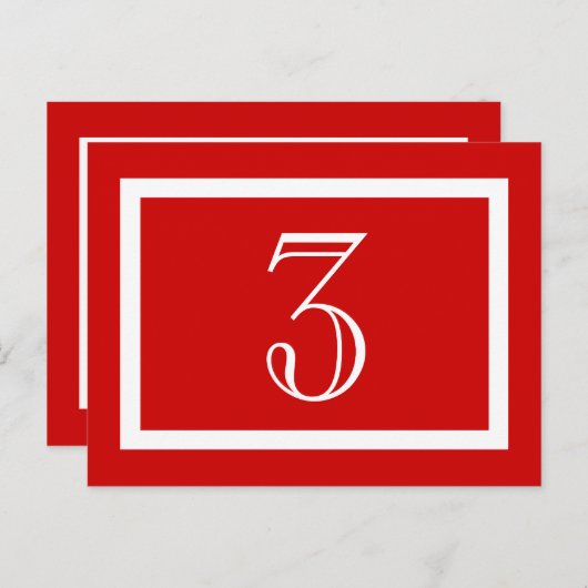 Kaart tabelnummer - rood - (Voorkant / Achterkant)