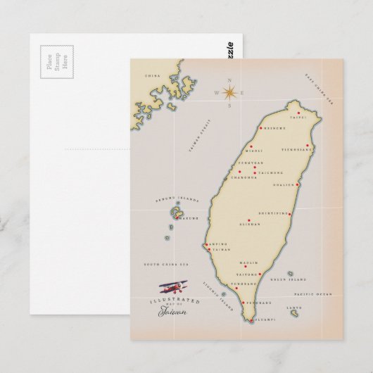  kaart Taiwan (Voorkant / Achterkant)