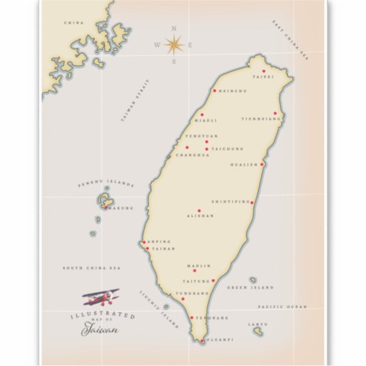 kaart Taiwan Sticker (Voorkant)