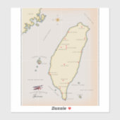 kaart Taiwan Sticker (Vel)