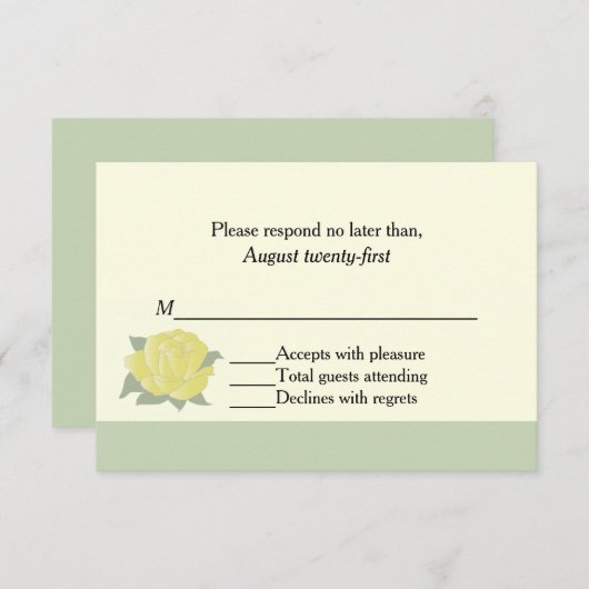 Kaart Texas Yellow Rose Wedding RSVP (Voorkant / Achterkant)