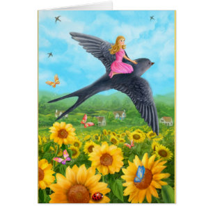 Kaart "Thumbelina en zwaluw"