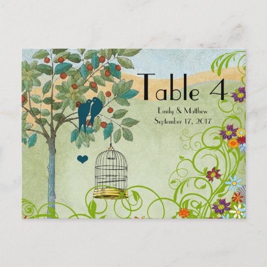 Kaart Tortelduifjes en vogelkooi-weddenschap (Voorkant)