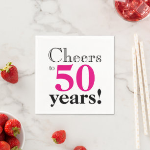 Kaart tot 50 jaar retro font hot-roze pret servet