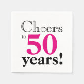 Kaart tot 50 jaar retro font hot-roze pret servet (Voorkant)