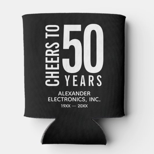 Kaart tot 50 jaar zwart zakelijk Jubileum Blikjeskoeler (Achterkant)