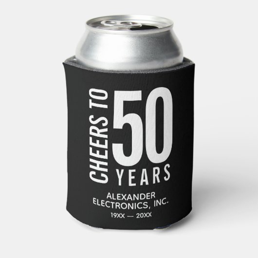 Kaart tot 50 jaar zwart zakelijk Jubileum Blikjeskoeler (Blikje Achterkant)