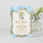  Kaart Travel Baby Boy Shower Uitnodiging (Staand voorkant)