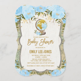 Kaart Travel Baby Boy Shower Uitnodiging