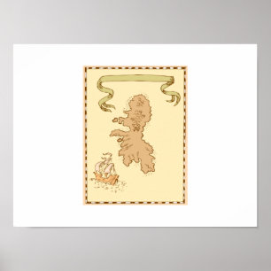 Kaart Treasure Island Tall Ship Poster