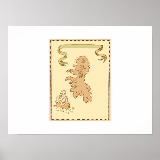 Kaart Treasure Island Tall Ship Poster (Voorkant)