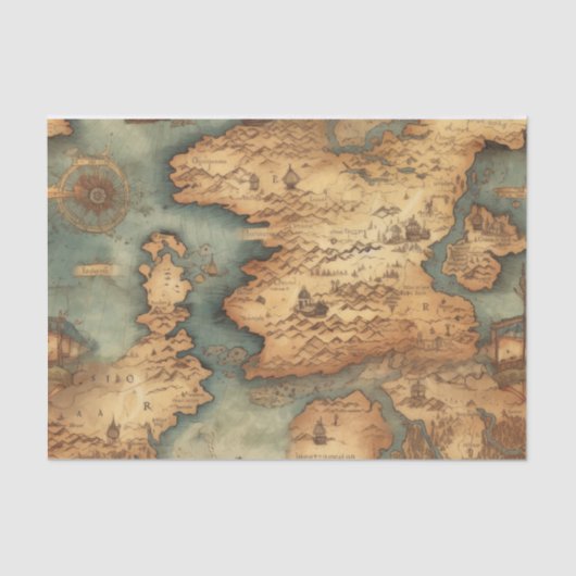 kaart Treasures Antiek Decoupage Paper Tissuepapier (Voorkant)