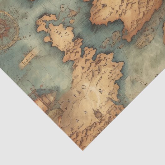 kaart Treasures Antiek Decoupage Paper Tissuepapier (Detail)