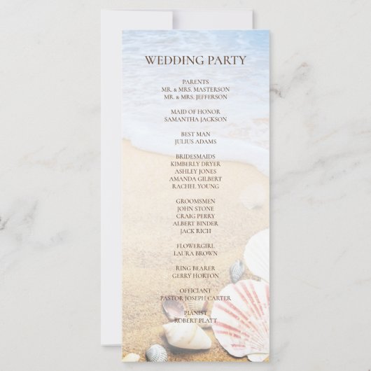 Kaart Tropisch Beach Starfish Wedding Program (Achterkant)