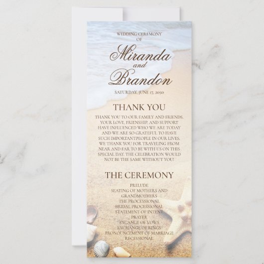 Kaart Tropisch Beach Starfish Wedding Program (Voorkant)