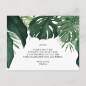 Kaart Tropisch Monstera Bridesmaid Voorstel (Achterkant)