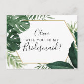 Kaart Tropisch Monstera Bridesmaid Voorstel (Voorkant)