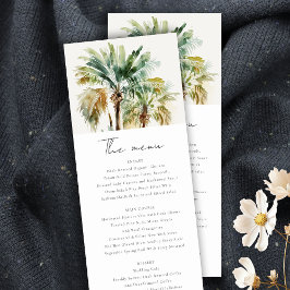 Kaart Tropisch Waterverf Palm Trees Wedding Menu