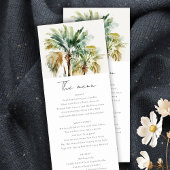 Kaart Tropisch Waterverf Palm Trees Wedding Menu