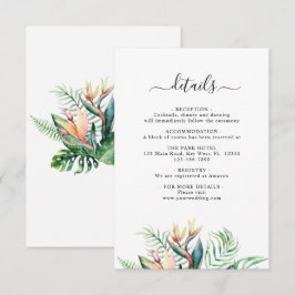 Kaart Tropische bruiloft met details over huwelijk
