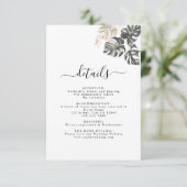 Kaart Tropische Floral Palm Bohemian Wedding Detai (Staand voorkant)