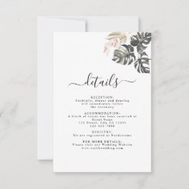 Kaart Tropische Floral Palm Bohemian Wedding Detai